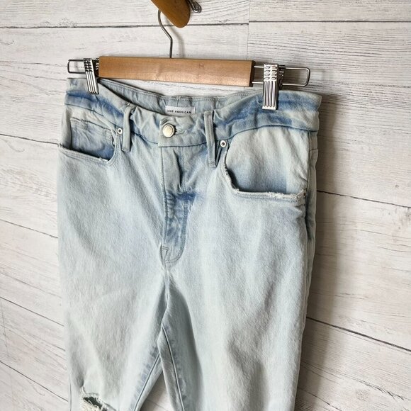 Good American Jeans Womens Size 8/29 Good Classic Indigo120 Distressed Cotton - Picture 8 of 16